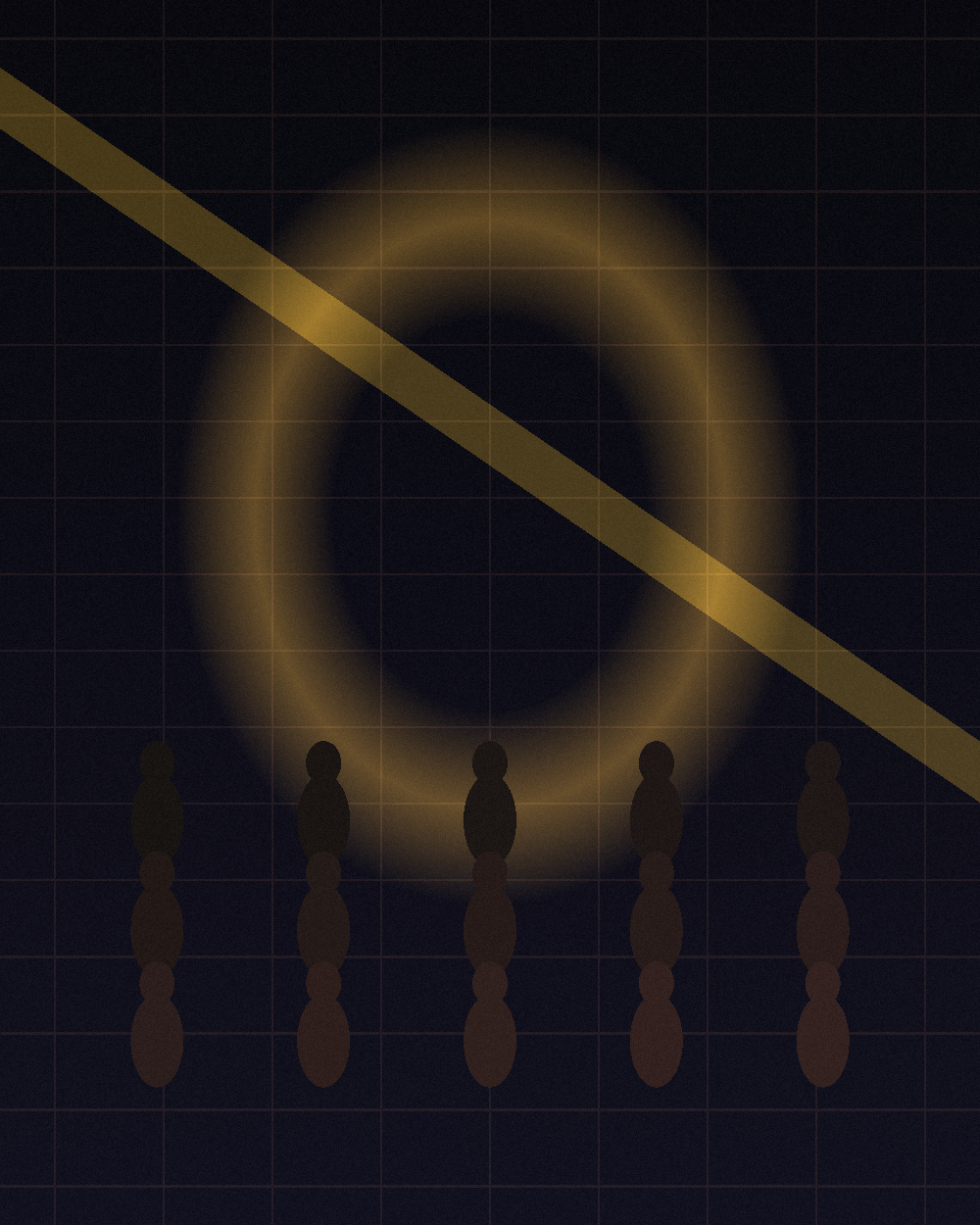 Cinematic No Pressure key art with a gold ring and contestant silhouettes